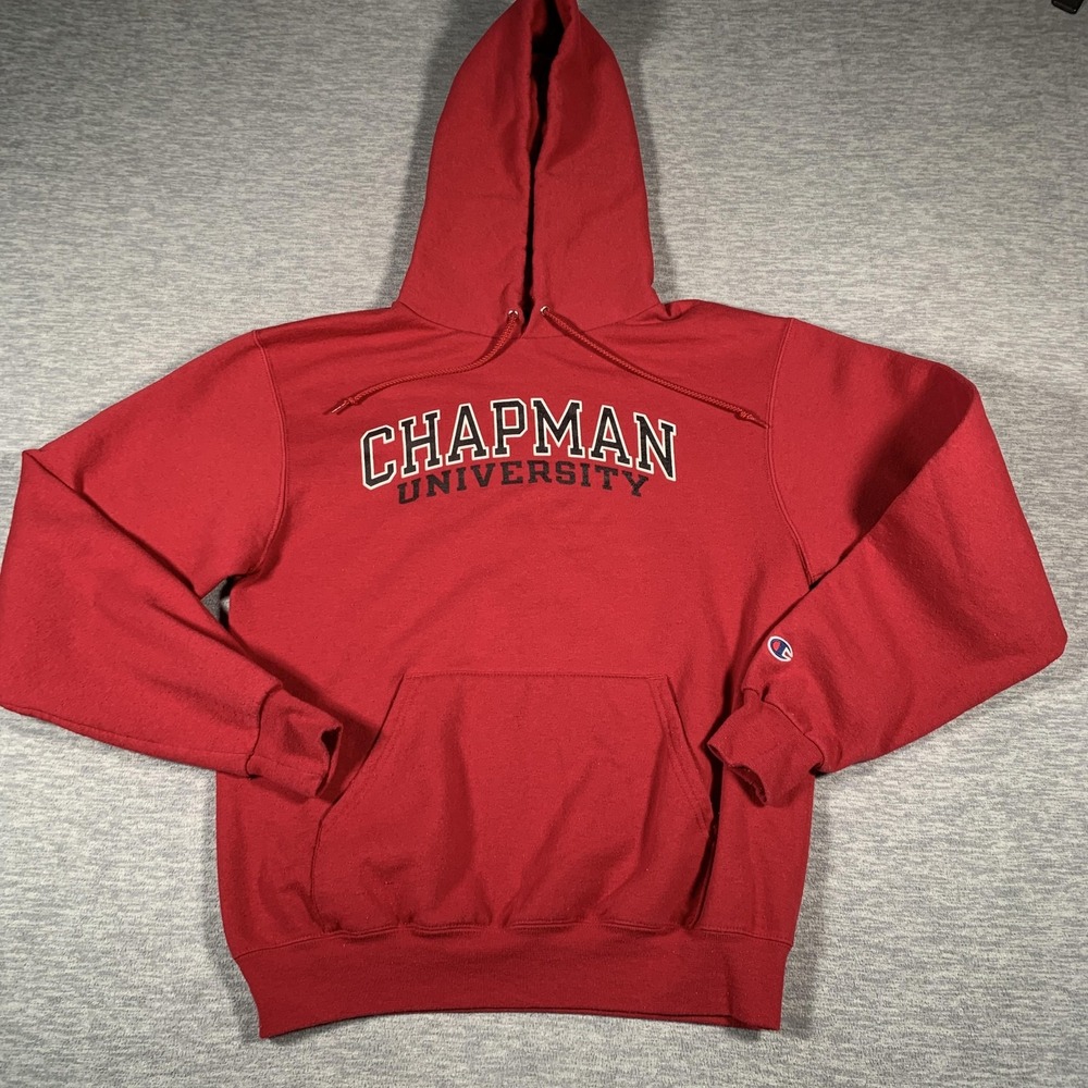 Chapman University Hoodie Sweatshirt Mens Small Red Champion Eco Fleece Pullover